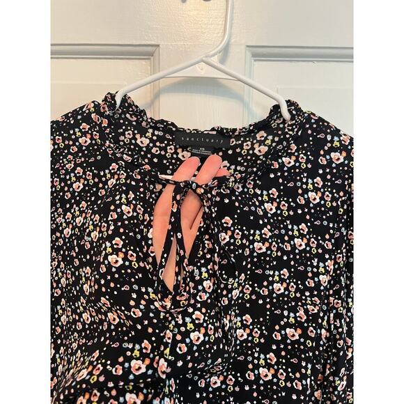 Sactuary Women's XS Ditsy Floral Print Black Pink Long Sleeve Shirt Blouse - Picture 8 of 13